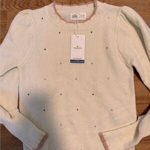 Cream Sweater with Colorful Accents